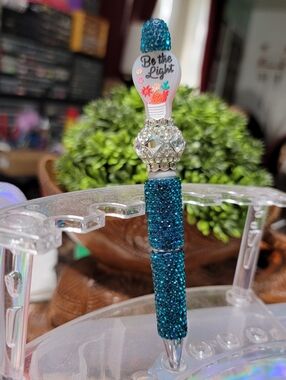 Be the Light Teal Crystal Pen - Decorative Women’s Accessory